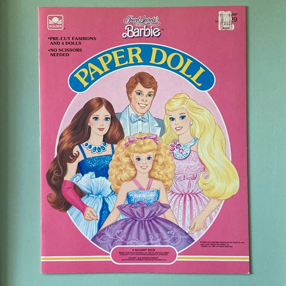 Vintage Barbie Jewel Secrets Paper Doll Book 1987 Golden Books